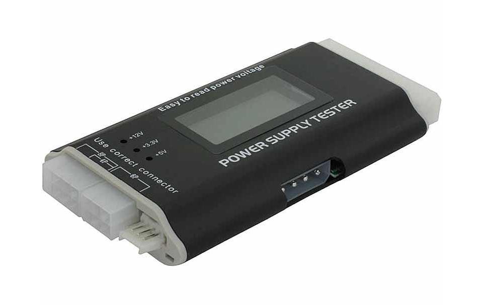 Delock 18159 Netzteiltester III mit LCD Spannungsquelle: 20/24 pol. (ATX-Stecker)