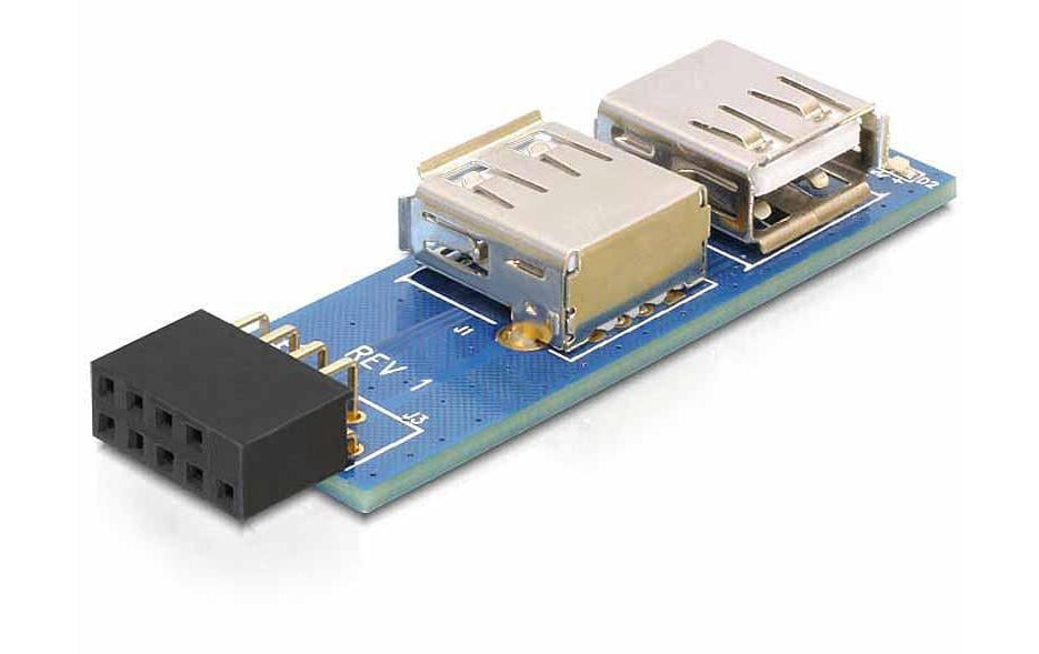 Delock 41820 USB Pinheader Buchse auf 2 x USB 2.0 Buchse rechts links
