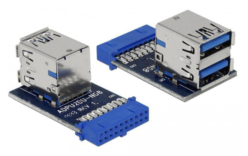Delock 41865 USB 3.0 Pinheader Buchse auf 2 x USB 3.0 Buchse - oben, übereinander