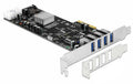 Delock 89365 PCI Express 4x USB 3.0 Quad Channel, inkl. Low Profile Blende