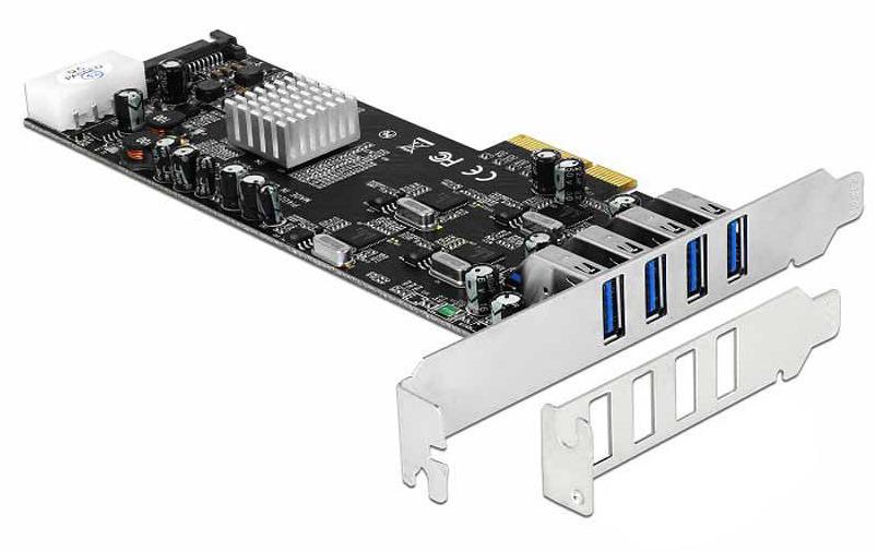 Delock 89365 PCI Express 4x USB 3.0 Quad Channel, inkl. Low Profile Blende