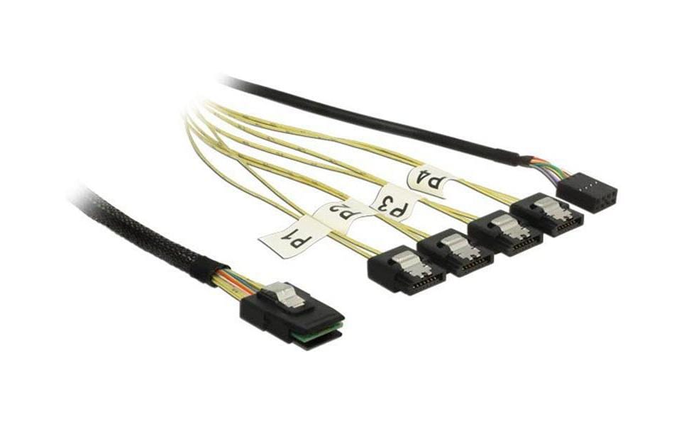 Reverse SAS Kabel: 4xSATA - SFF8087, 1m 4x SATA auf SFF-8087 Endgerät, Sideband