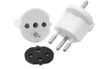 Fixadapter 3-Pol Deutsch auf Stecker CH T12 weiss, CEE7 auf T12, IP44