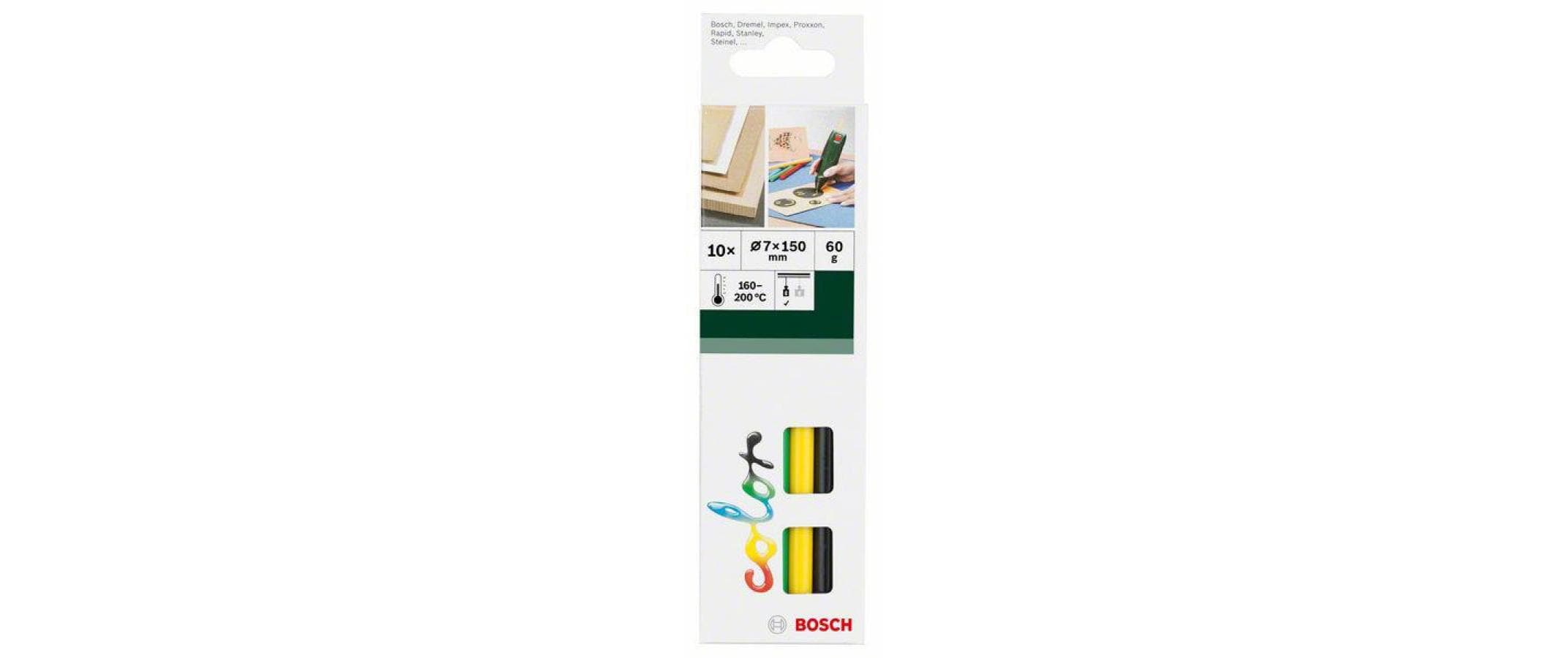 BOSCH Schmelzkleber Farbig zu GluePen 10 Klebesticks Ø7mm, 150mm, 60g