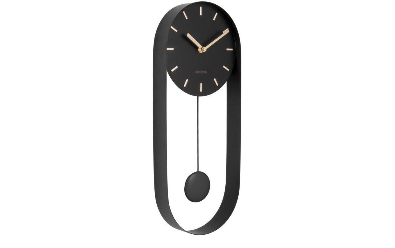 KARLSSON Pendulum Charm, Schwarz Stahl, 50 x 20 x 4.8 cm, Exkl. 1 AA Batt.