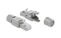 Delock RJ45 Stecker, Cat.6A, verschraubbar geschirmt, Werkzeugfrei, Massiv und Litzen