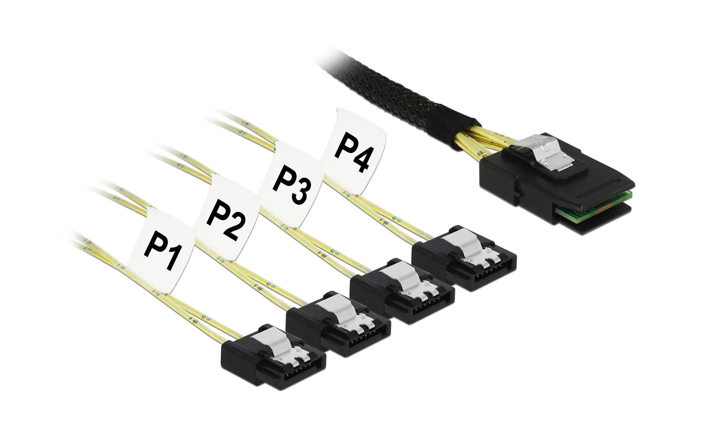 Delock HD-Mini-SAS Kabel 0.5m SFF-8087 zu 4x SATA 7Pin