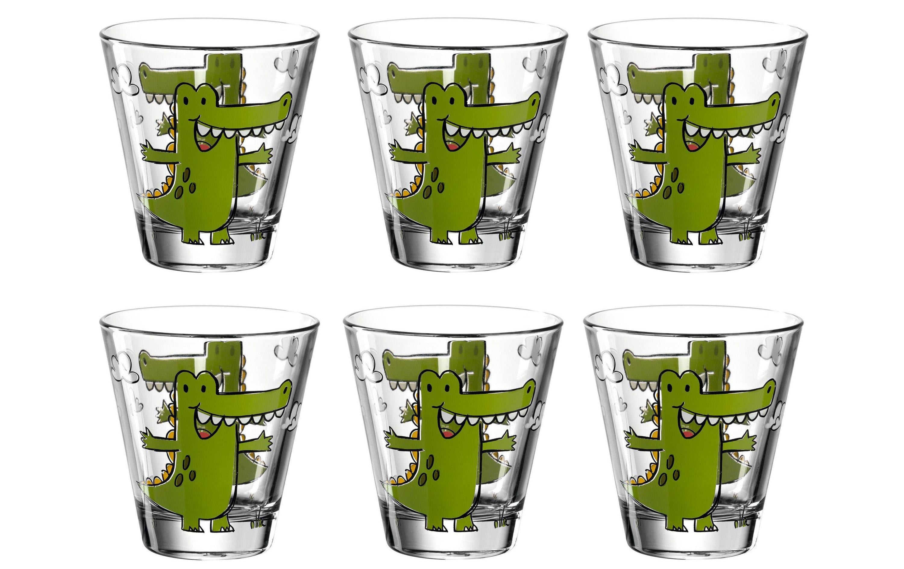 Leonardo Trinkglas Bambini 215ml Krokodil 6er Set, D: 9cm, H: 9cm Vol: 215ml