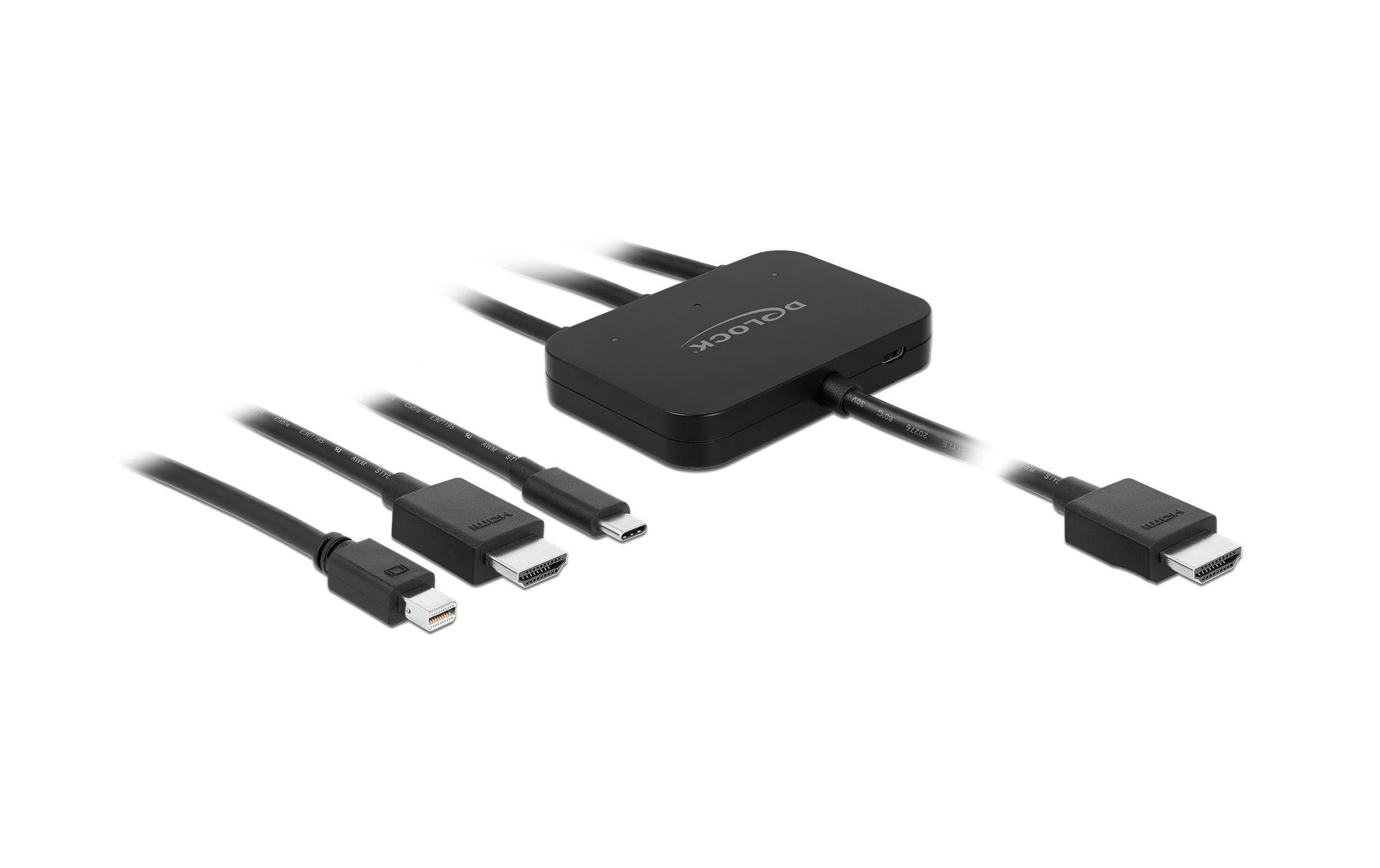 Multiportdapter HDMI zu HDMI/USB-C/mini DP 4K bis 60Hz, mit Audio, 1.8m