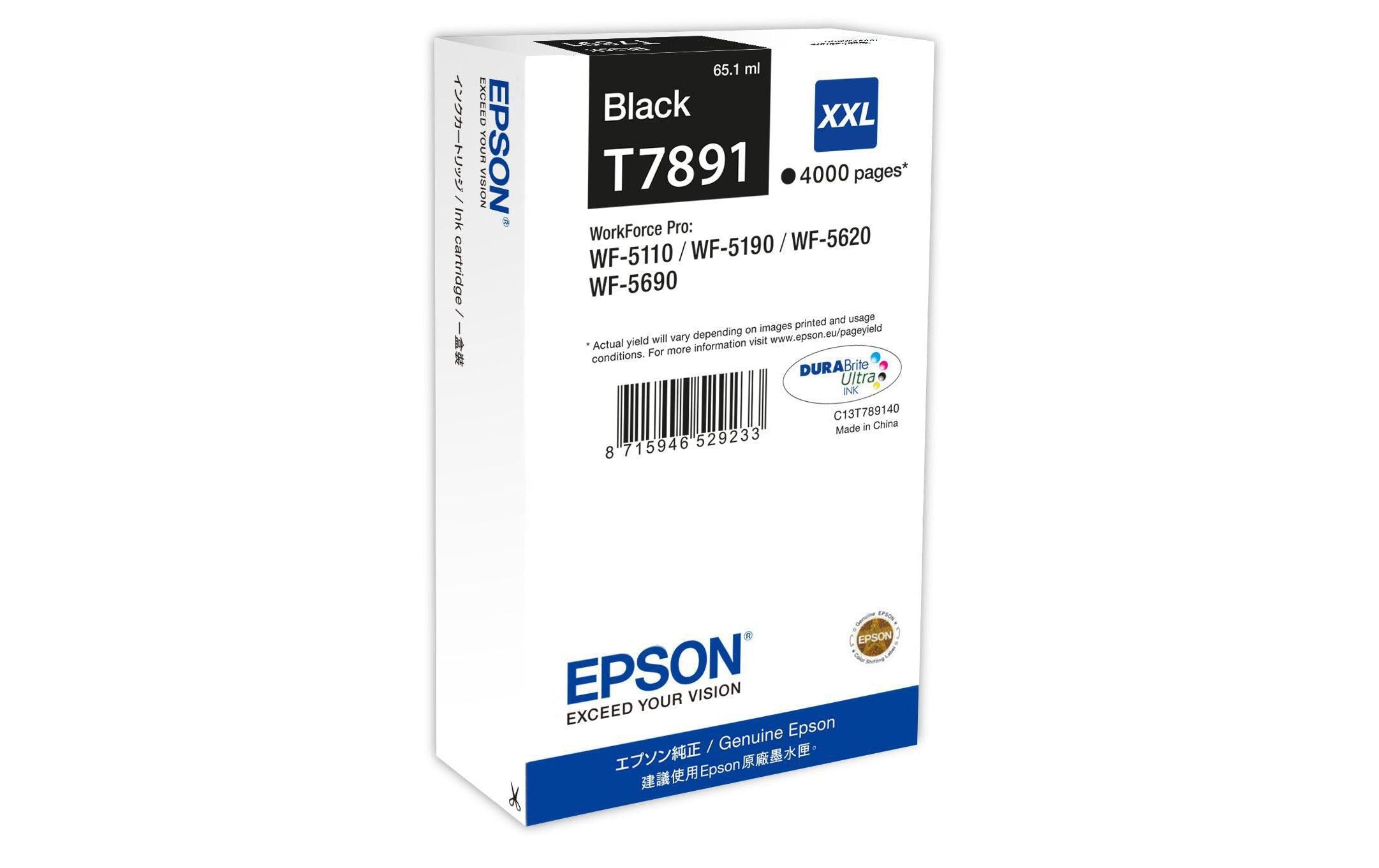 Tinte Epson T789140 XXL, schwarz, 4000 S. WorkForce Pro WF-5620DWF