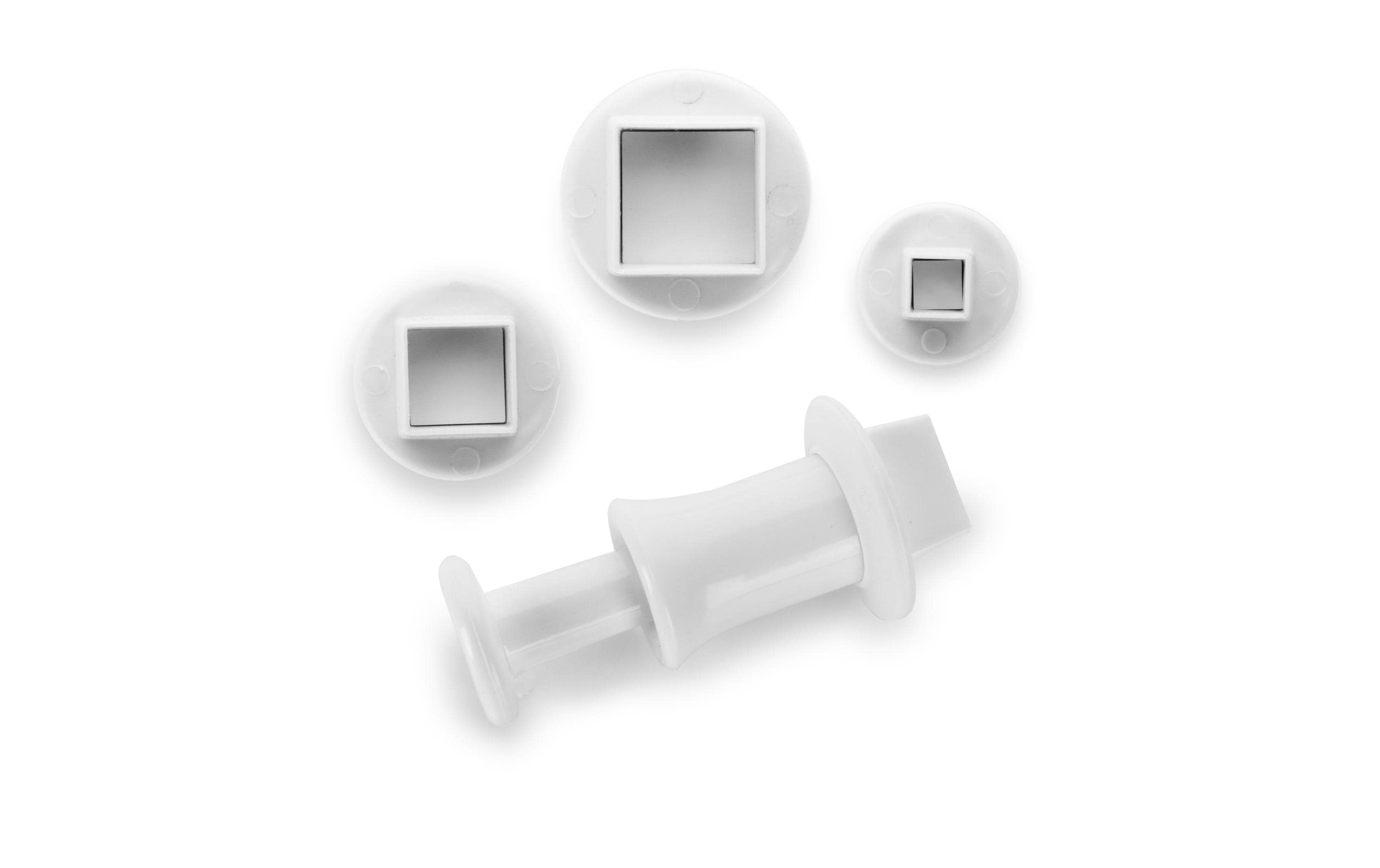 Ibili Fondant Ausstecher Quadrat 3er Set mit Auswerffunktion