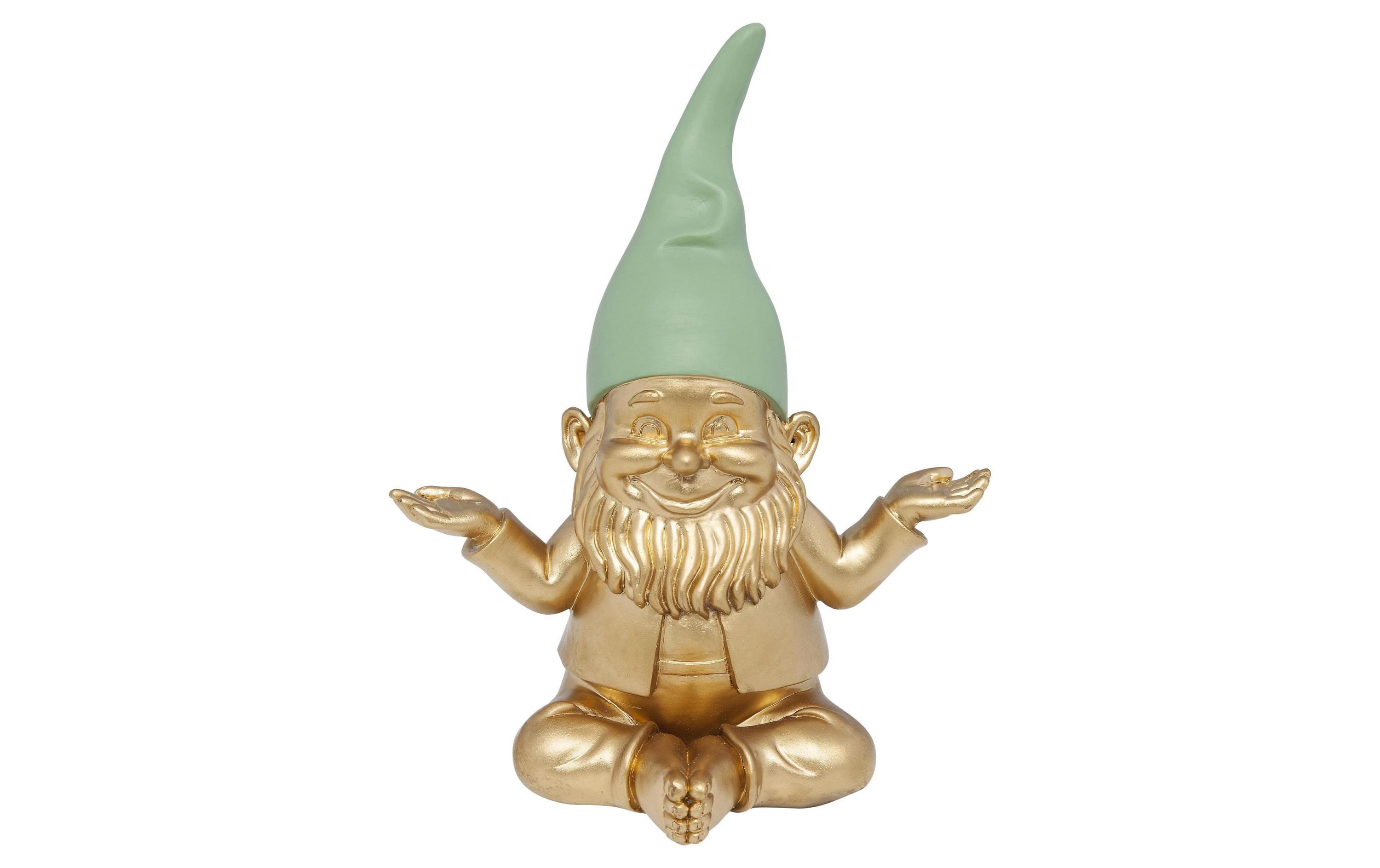 Kare Zwerg Meditation Gold, Grün, 19 cm