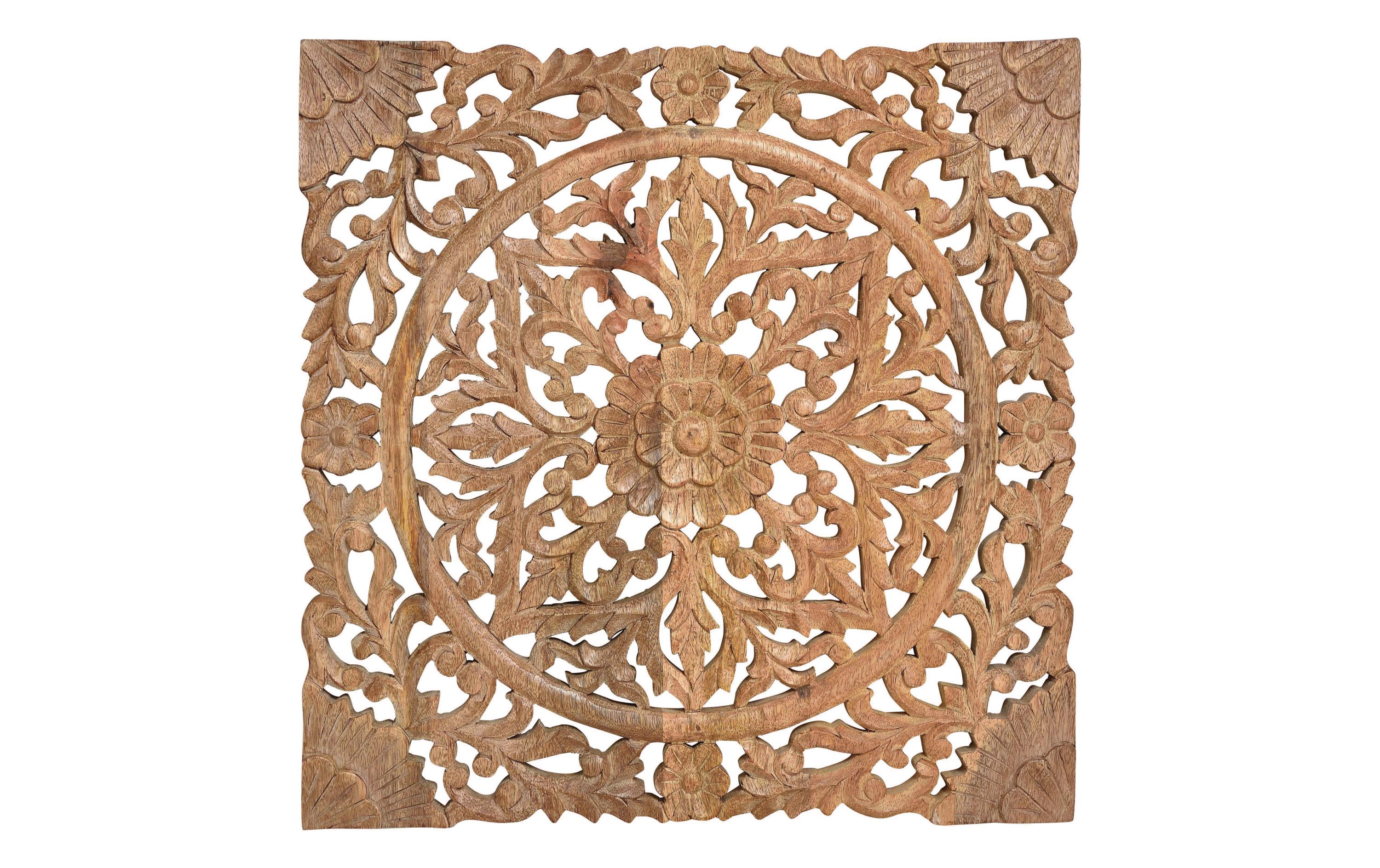 G. Wurm Wandbild 3D Blumen, Mangoholz B: 50 cm, H: 50 cm, T: 2 cm