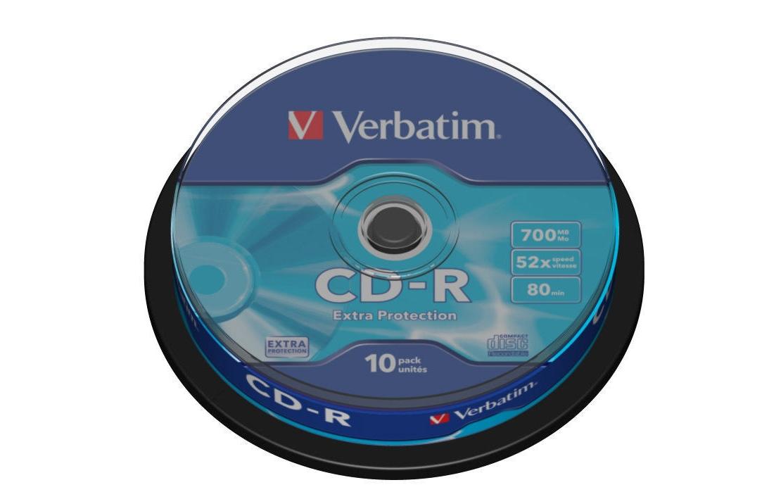 Verbatim CD-R 52x 80Min/700MB 10-Spindel Bis 52-fach, n.bedruckbar / mit Logo