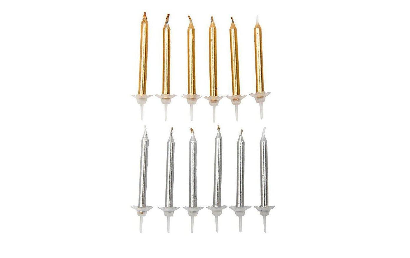 Rico Design Kerzen Set Gold Silber 24 Kerzen und Halter
