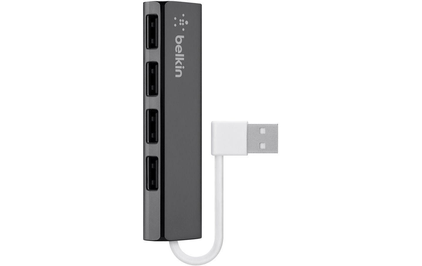 Belkin 4-Port USB 2.0 HUB SLIM Schwarz Ultraflach, 4x USB 2.0
