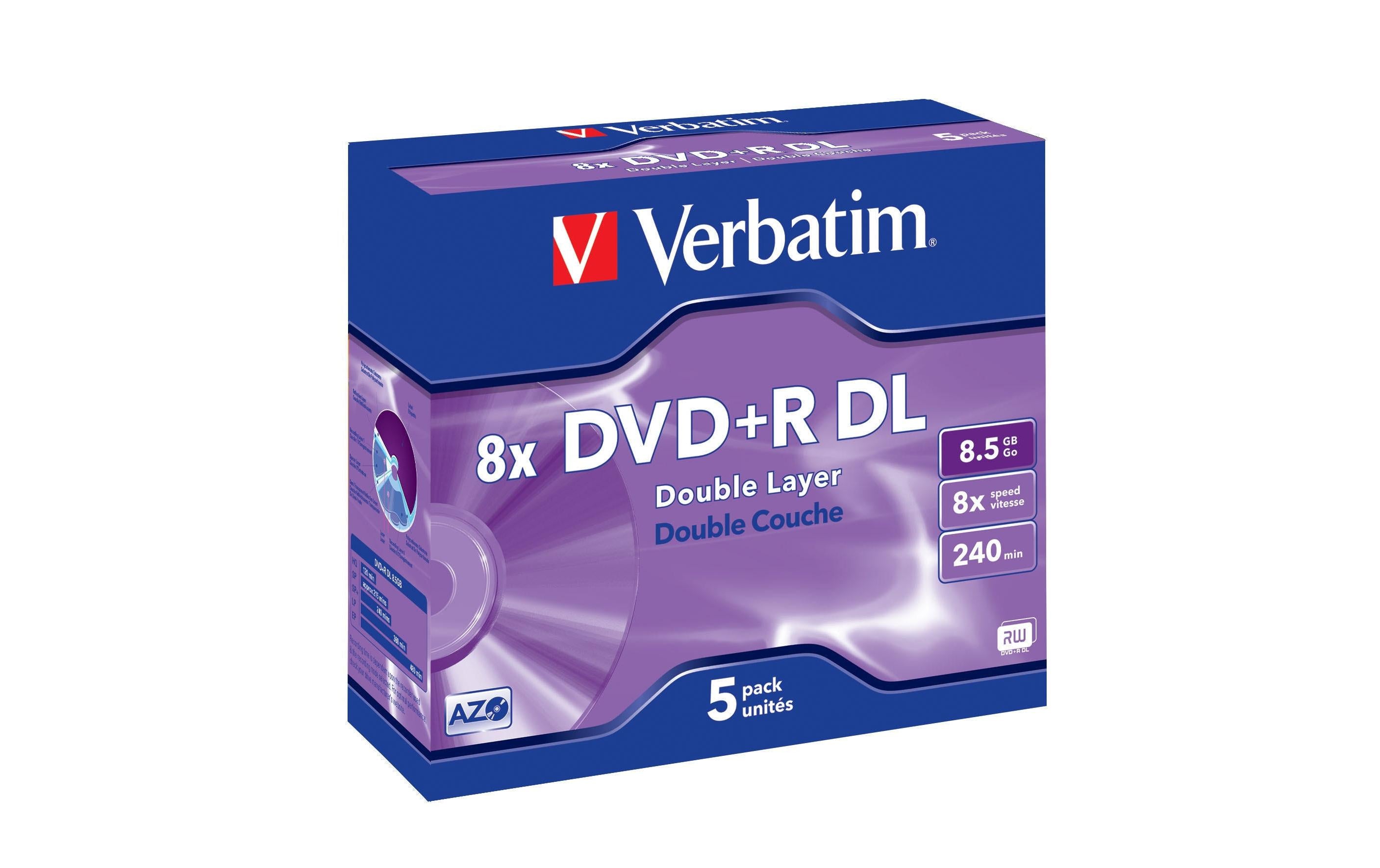 Verbatim DVD+R 8x Double Layer 8.5GB,5P. mit Logo / Double Layer