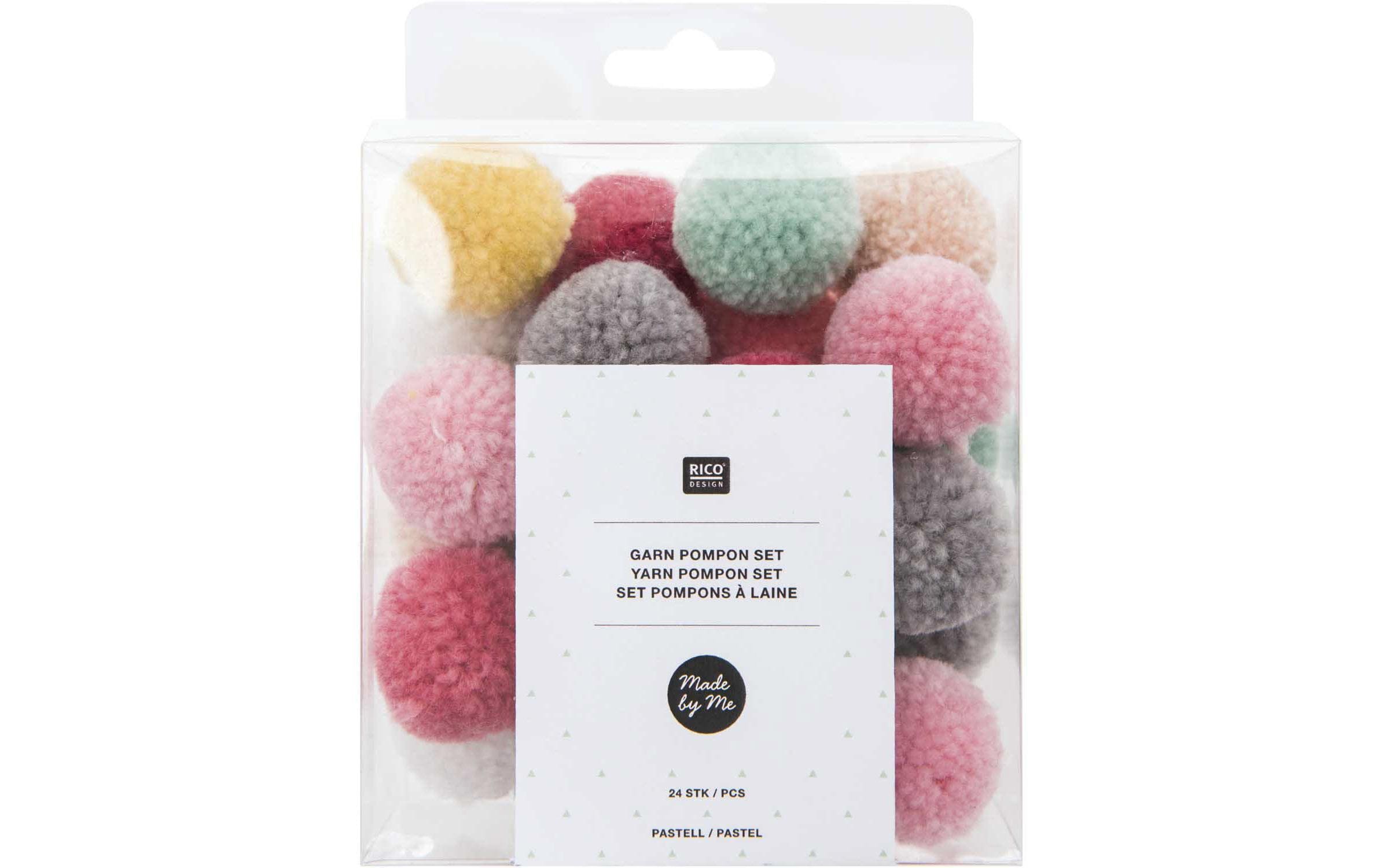 Rico Design Pompon Set Pastell Mix 24 Stück, Durchmesser: 3 cm