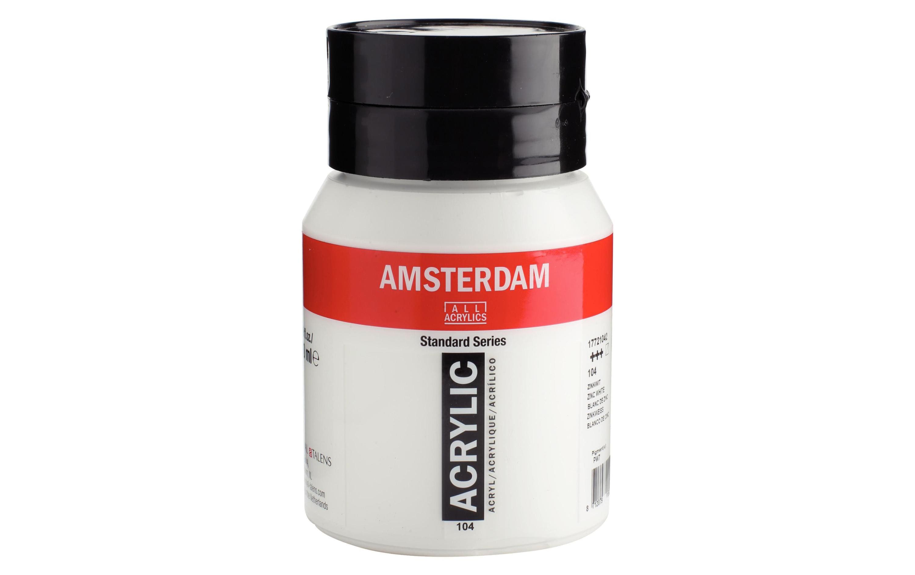 Amsterdam Acrylfarbe Standard 104 500 ml, Farbe: Zinkweiss, Halbtransparent