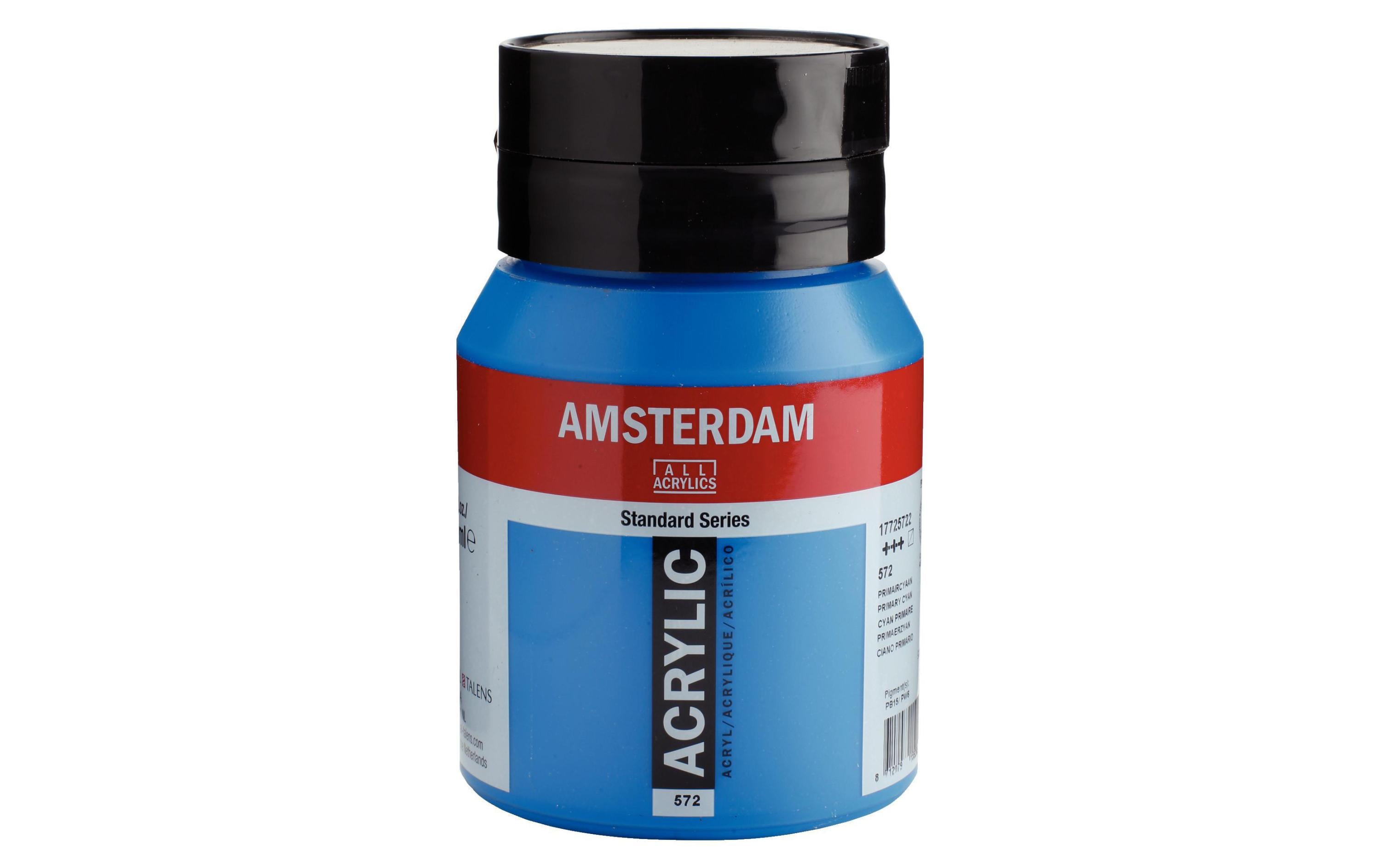 Amsterdam Acrylfarbe Standard 572 500 ml, Farbe: Primärzyan, Halbtransparent