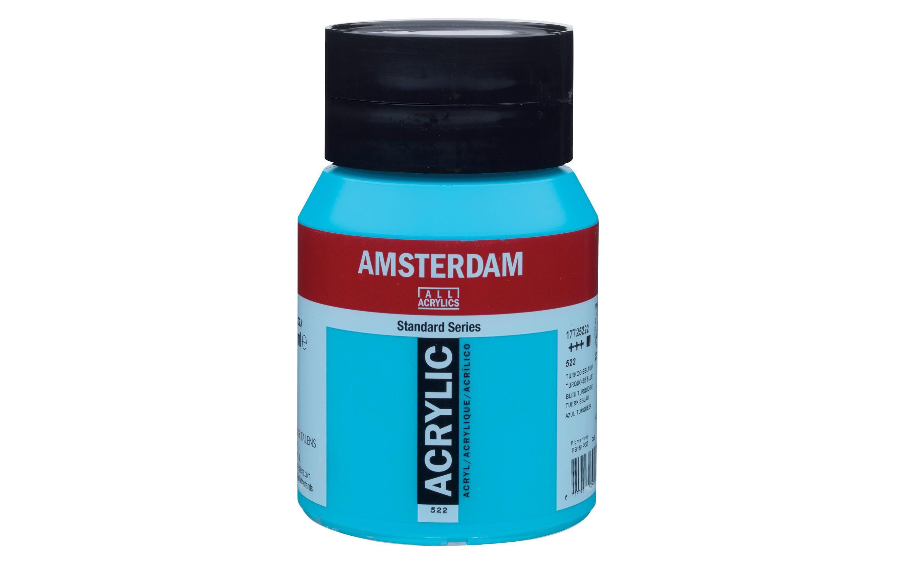 Amsterdam Acrylfarbe Standard 522 500 ml, Farbe: Türkisblau, Deckend