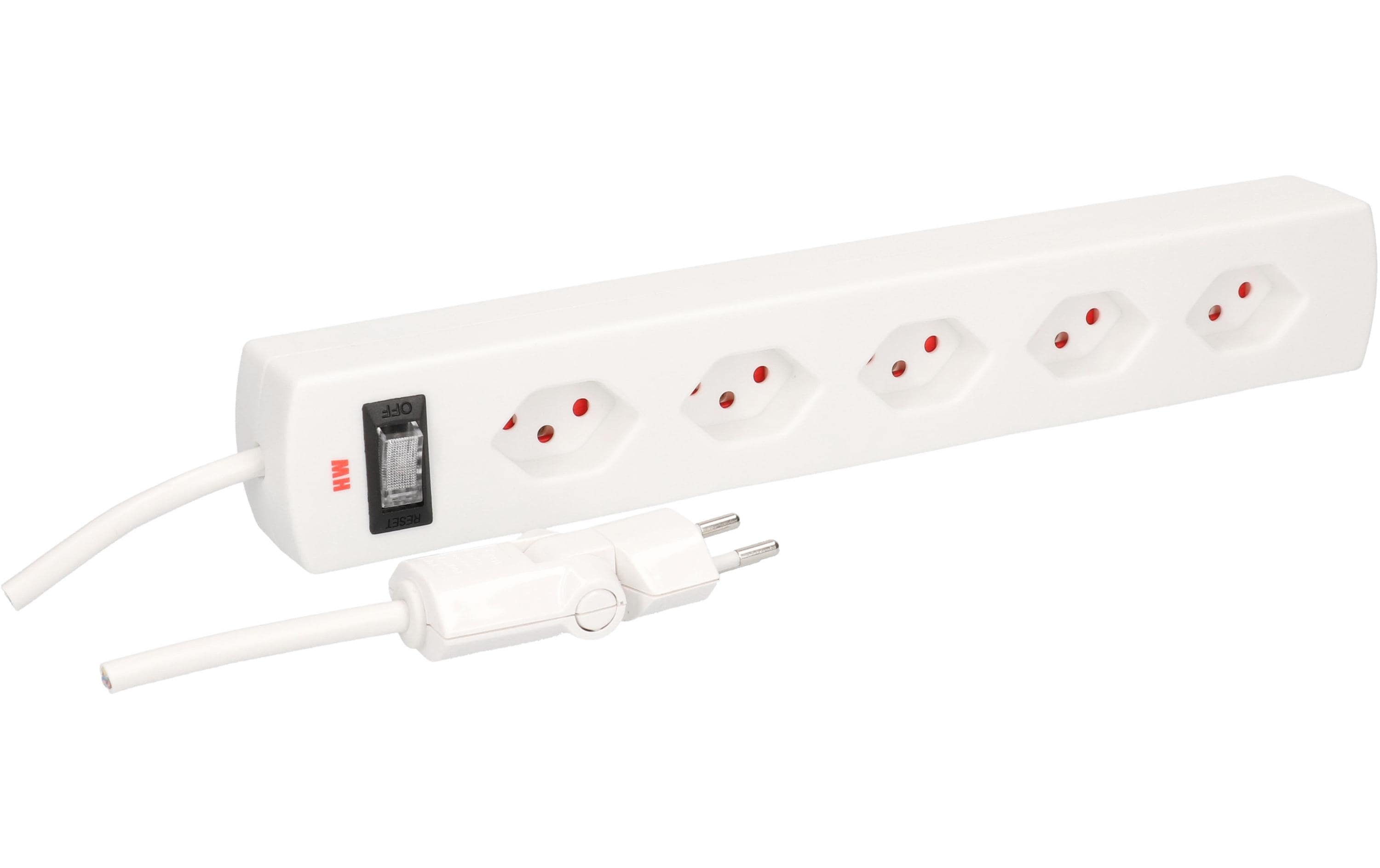 Max Hauri Steckdosenleiste Safety-Line 5xT13 quer, weiss, mit Reset-Schalter