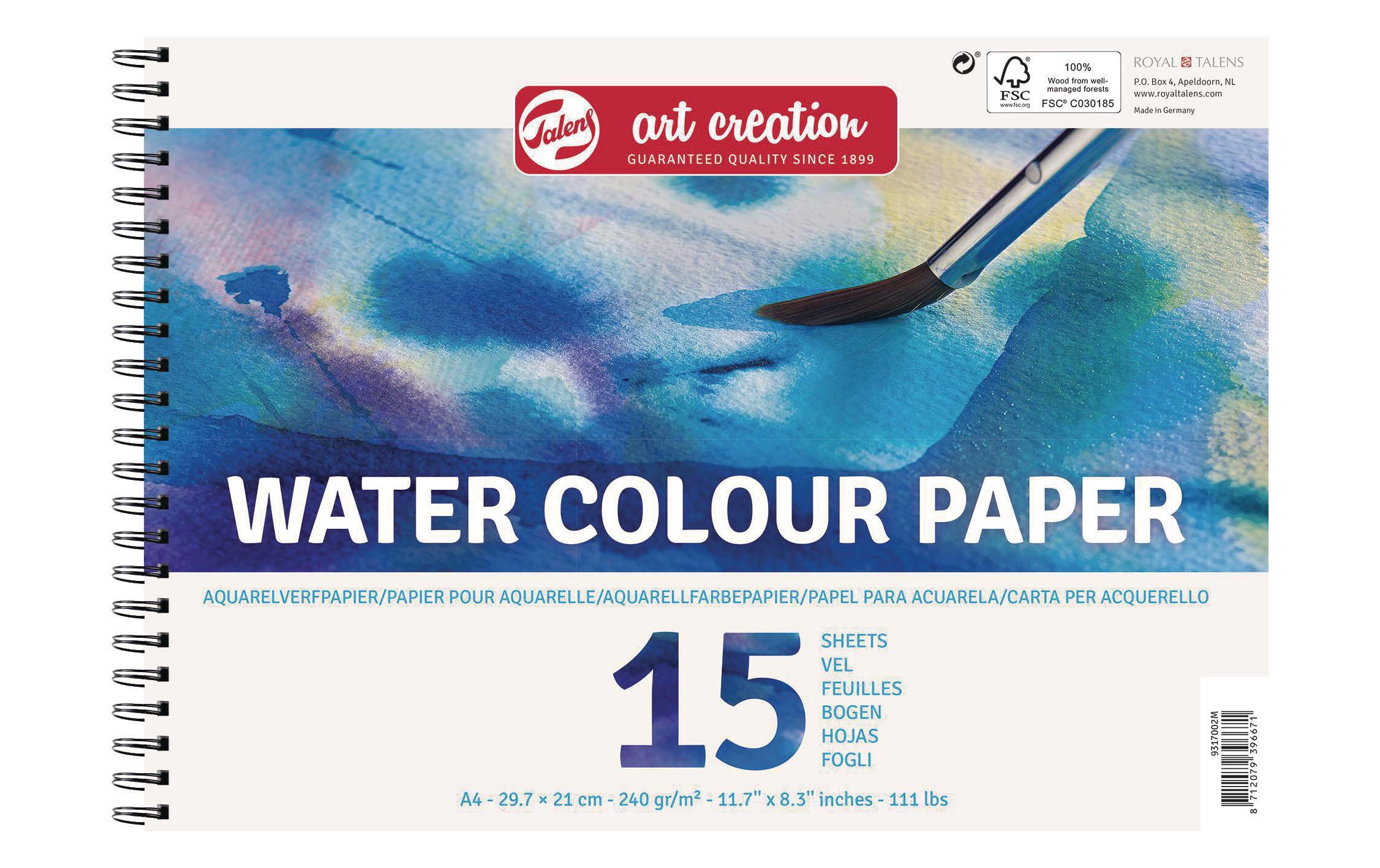 Talens Aquarellpapier A4 240g/m2, 15 Bogen, Ringbuch