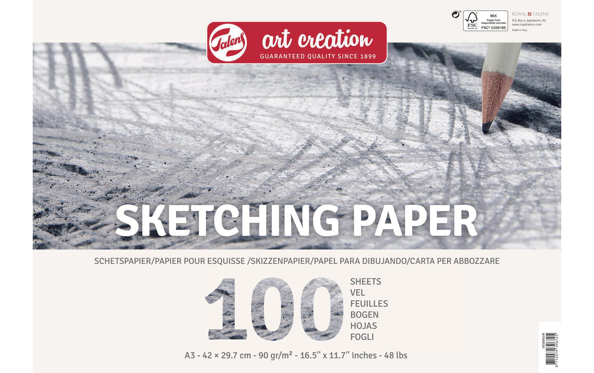 Talens Skizzenpapier A3 90g/m2, 100 Bogen, Ringbuch