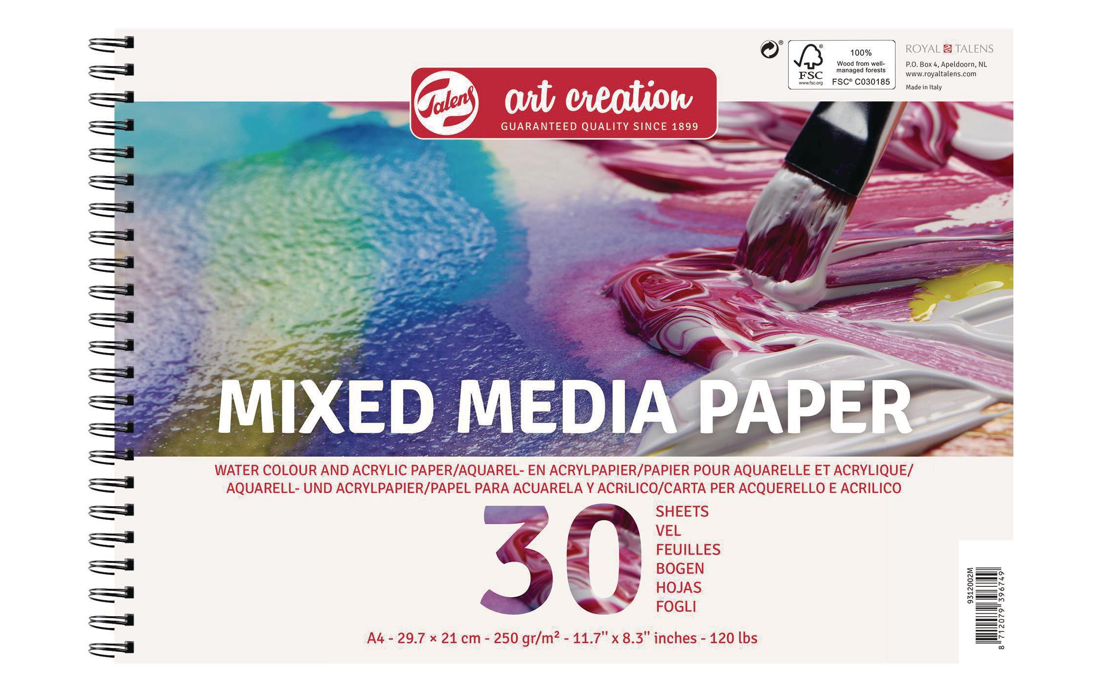 Talens Künstlerpapier Mixed Media A4 250g/m2, 30 Bogen, Ringbuch