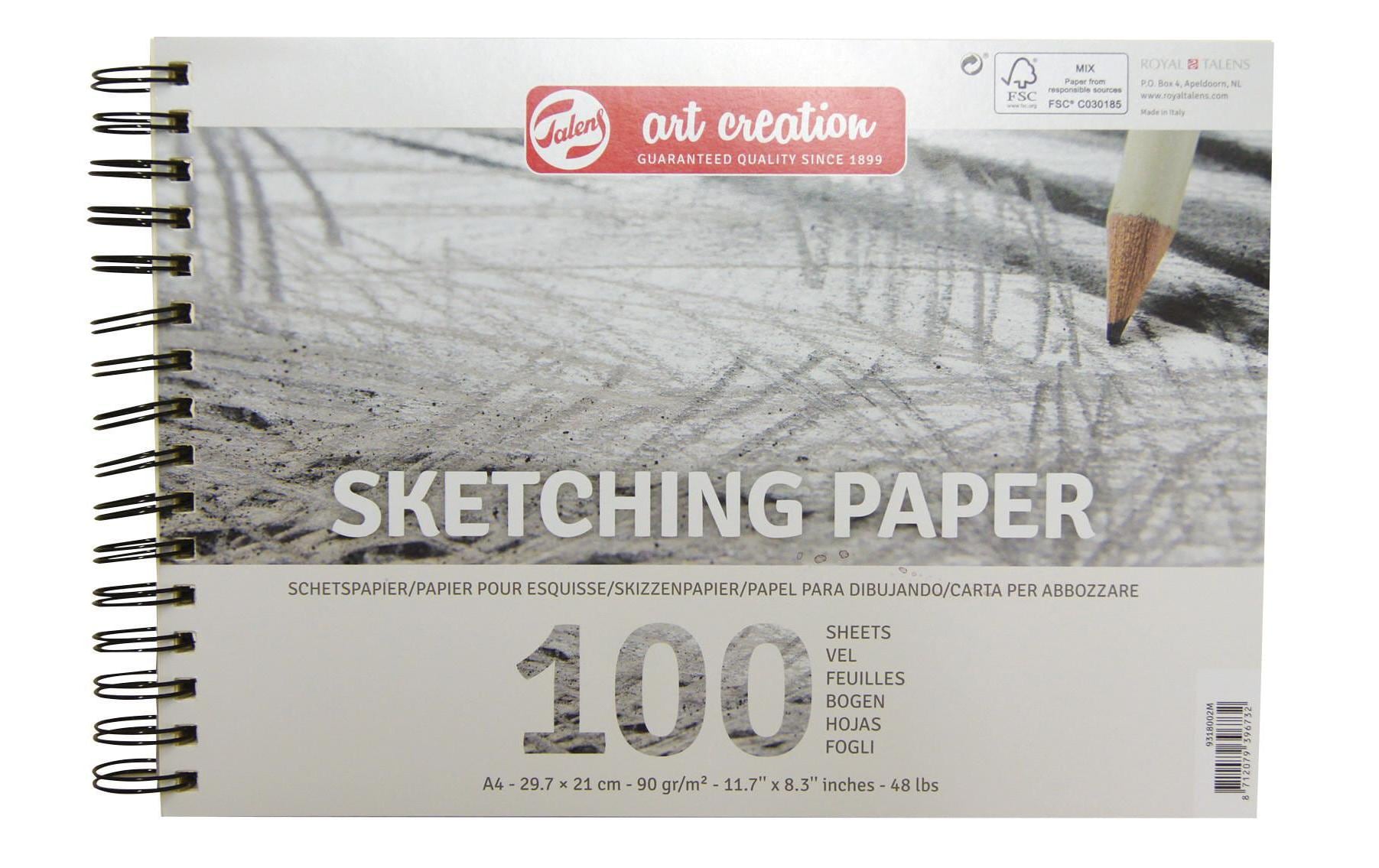 Talens Skizzenpapier A4 90g/m2, 100 Bogen, Ringbuch
