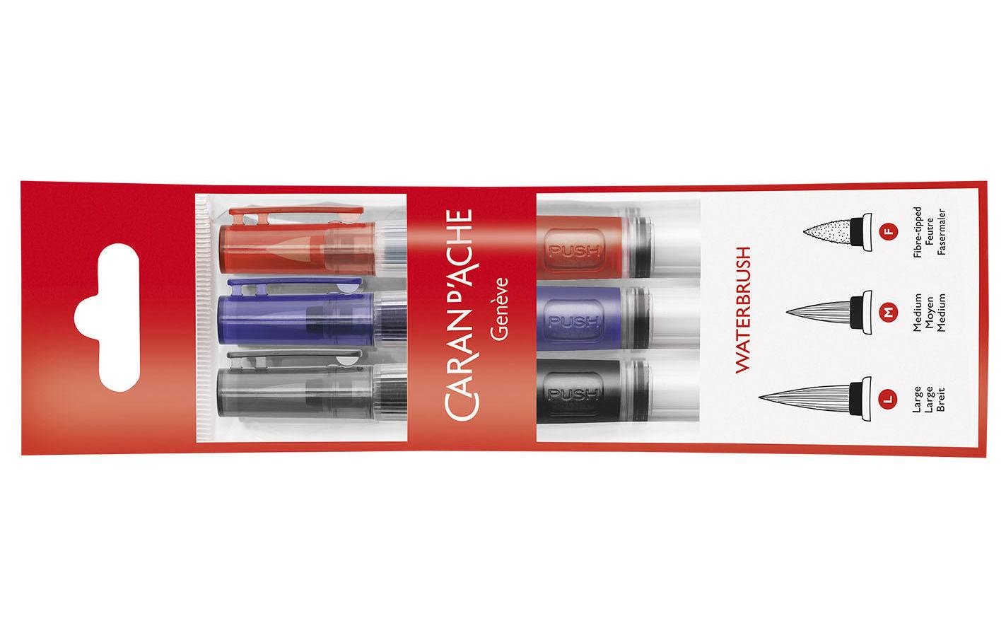 Caran d'Ache Aquarellpinsel mit Wasserreservoir, 3er Set