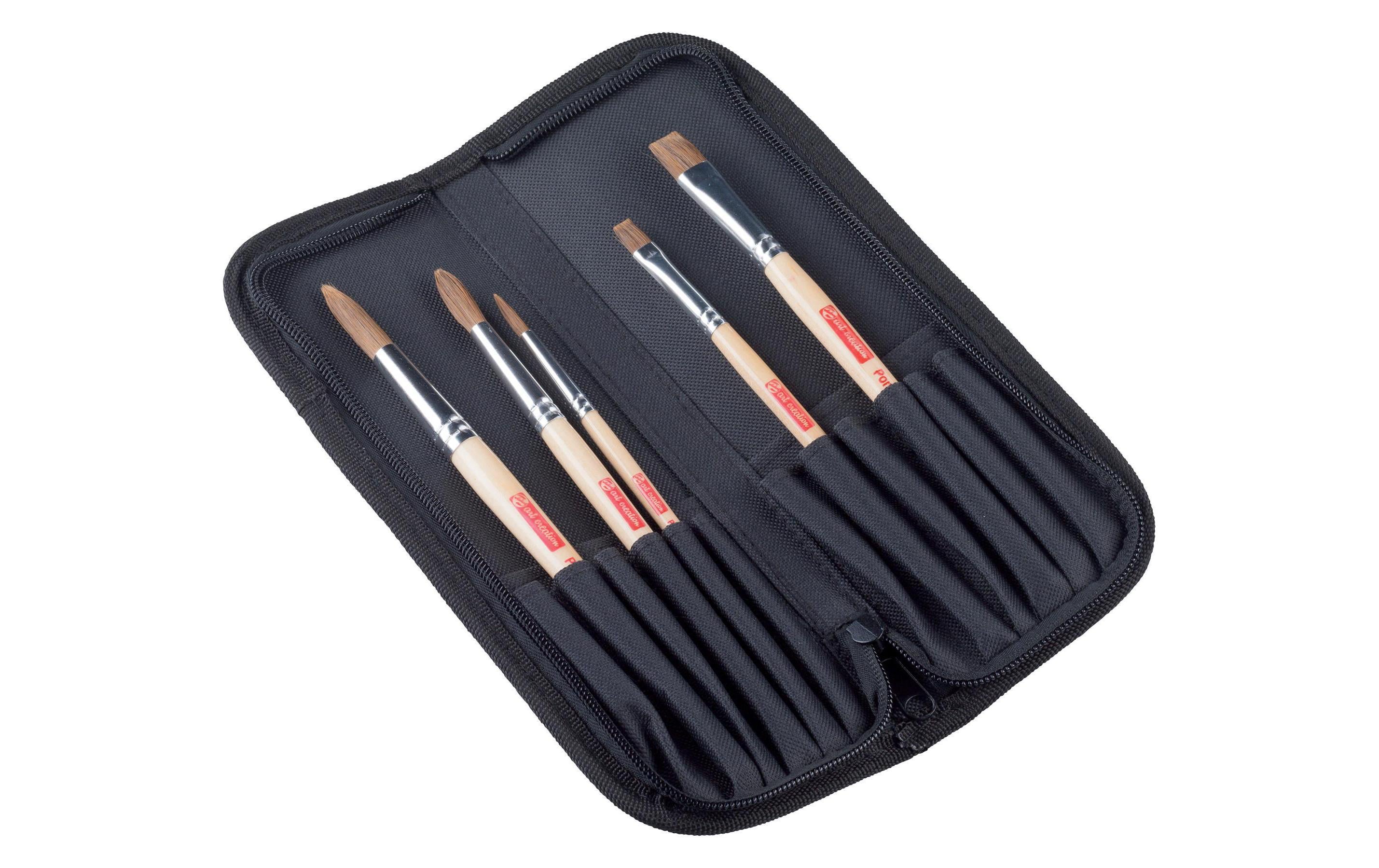 Talens Aquarell-Pinsel 5er Organizer Grössen: 6-8-10-14, Ponyhaar, Polyester