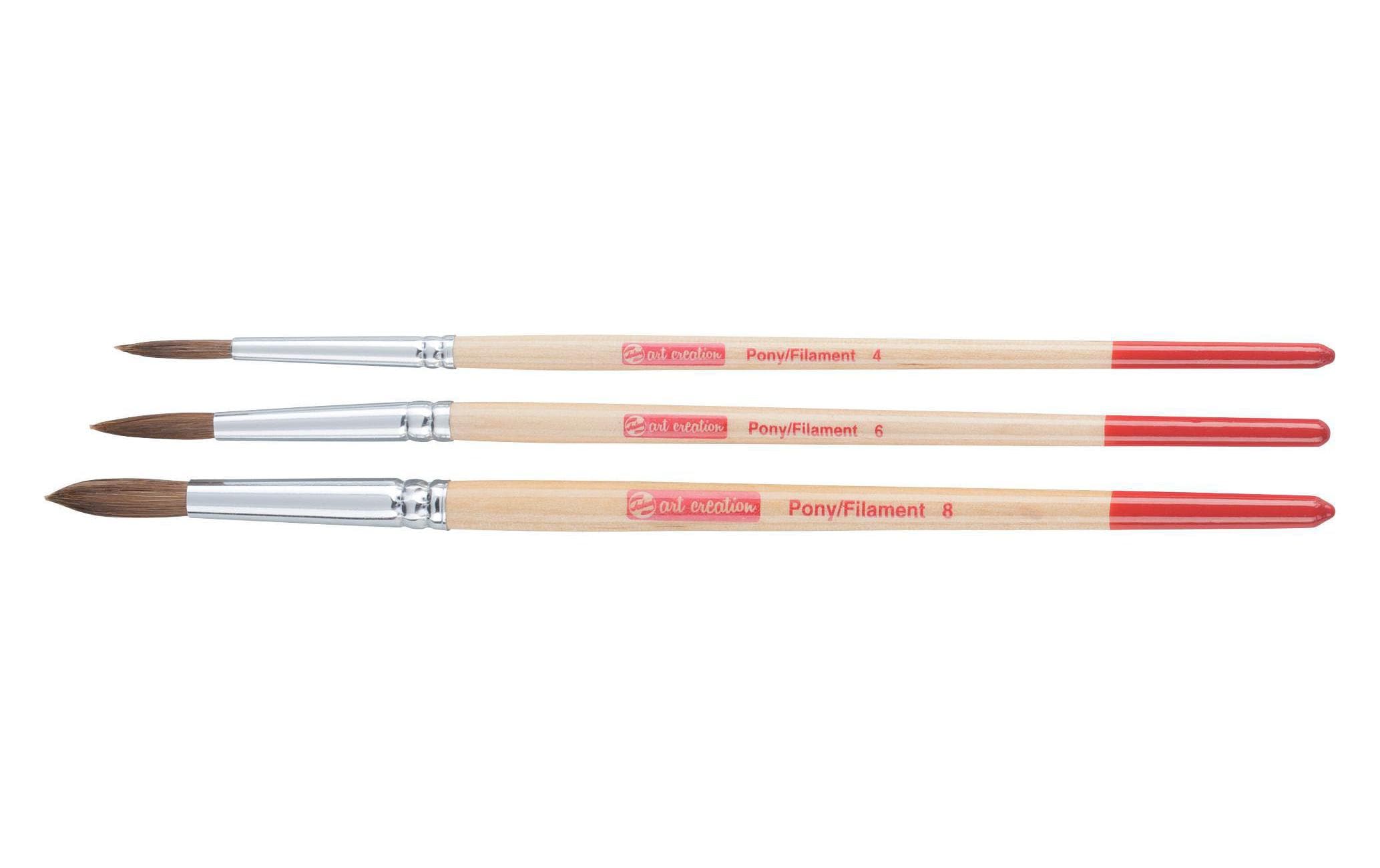 Talens Aquarell-Pinsel 3er Set Grössen: 4-6-8, Ponyhaar, Polyester
