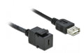 Delock Keystone Modul USB2.0 C-A Buchse 0.25m, USB C-Buchse zu A-Buchse, schwarz