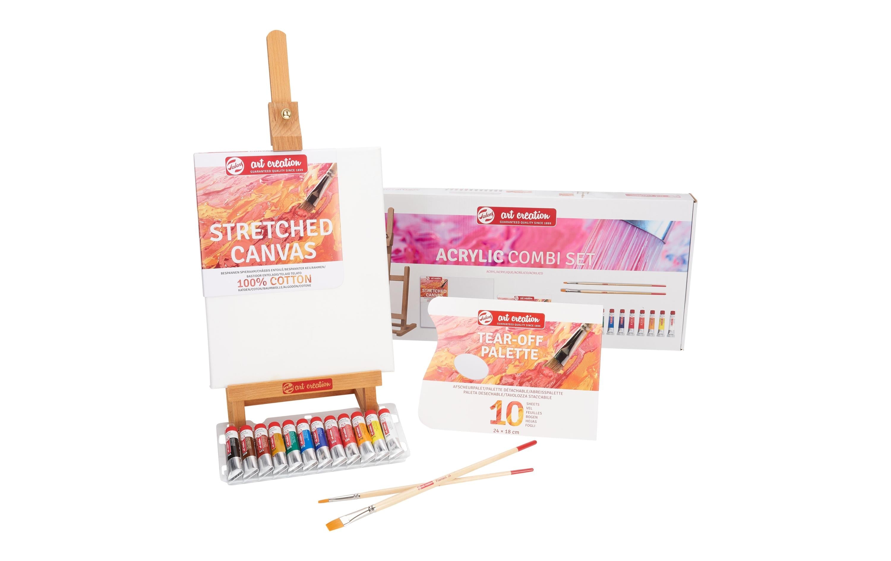 Talens Acrylfarbe Kombi Set inklusive Staffelei, Abreisspalette