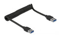 Delock USB3.1 Spiralkabel Typ-A 30-70cm Typ-A Stecker zu Typ-A Stecker, schwarz