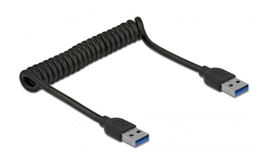 Delock USB3.1 Spiralkabel Typ-A 30-70cm Typ-A Stecker zu Typ-A Stecker, schwarz