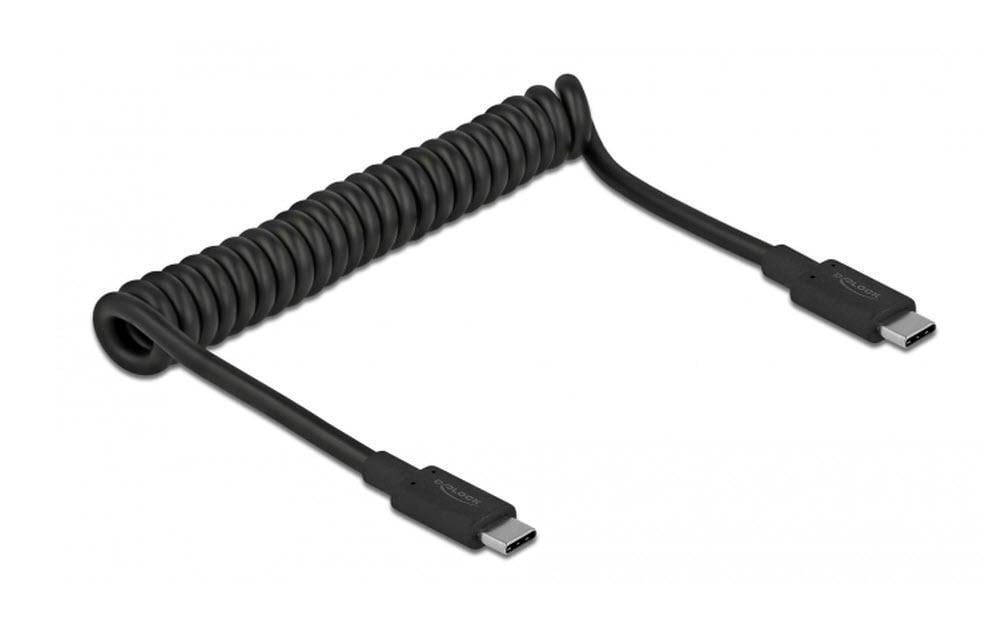 Delock USB3.1 Spiralkabel Typ-C 30-70cm Typ-C Stecker zu Typ-C Stecker, schwarz