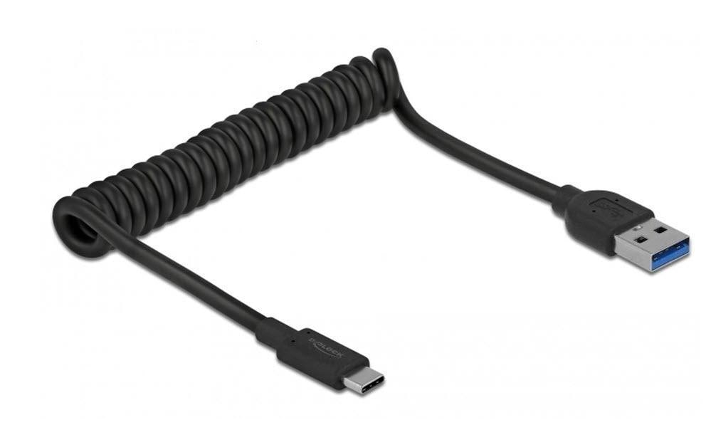 Delock USB3.1 Spiralkabel Typ A-C 30-70cm Typ-A Stecker zu Typ-C Stecker, schwarz