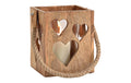 G. Wurm Windlicht mit Herzen Mangoholz, 15 x 18 x 15 cm