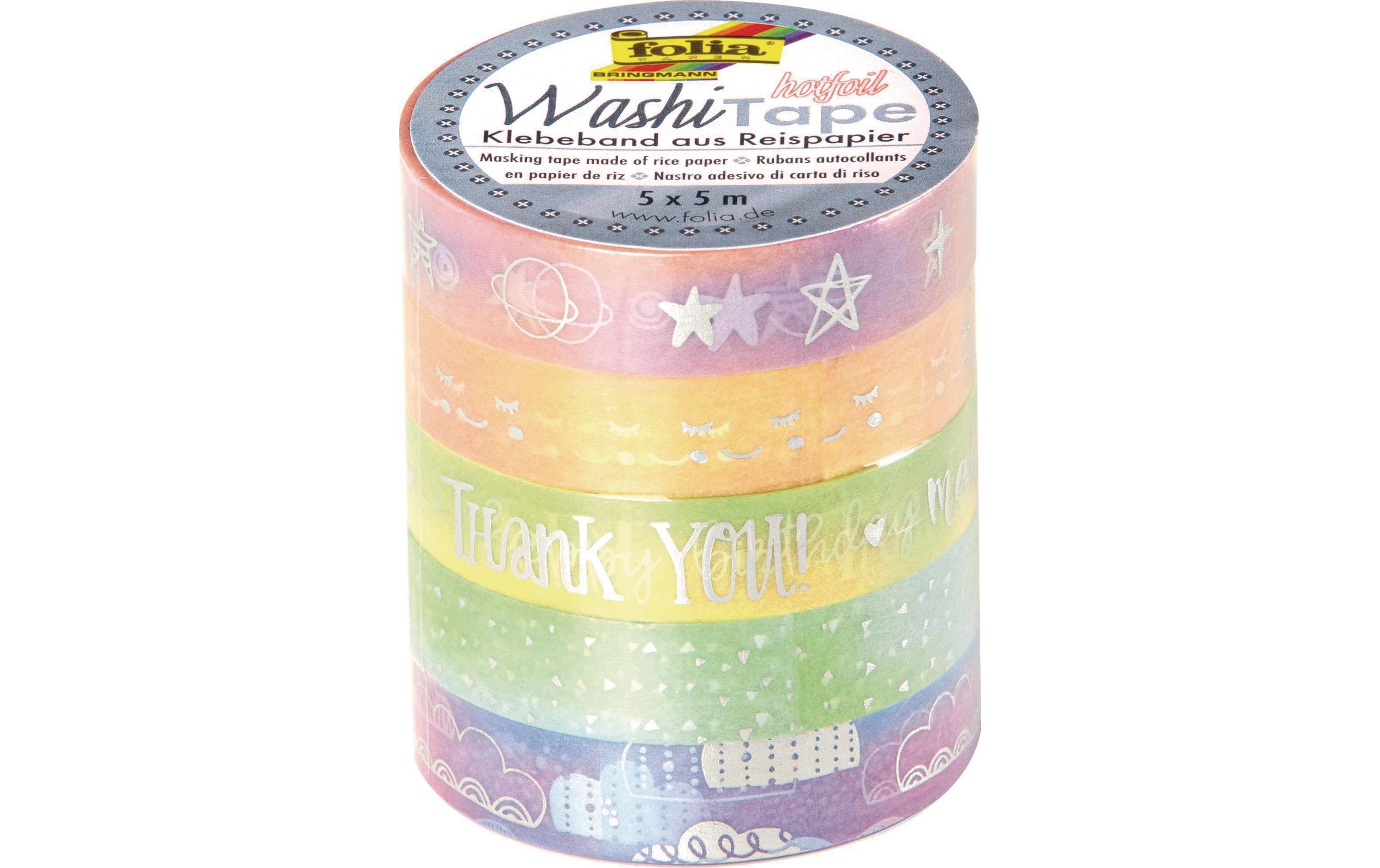 Folia Washi Tape Hotfoil Rainbow 5er Set