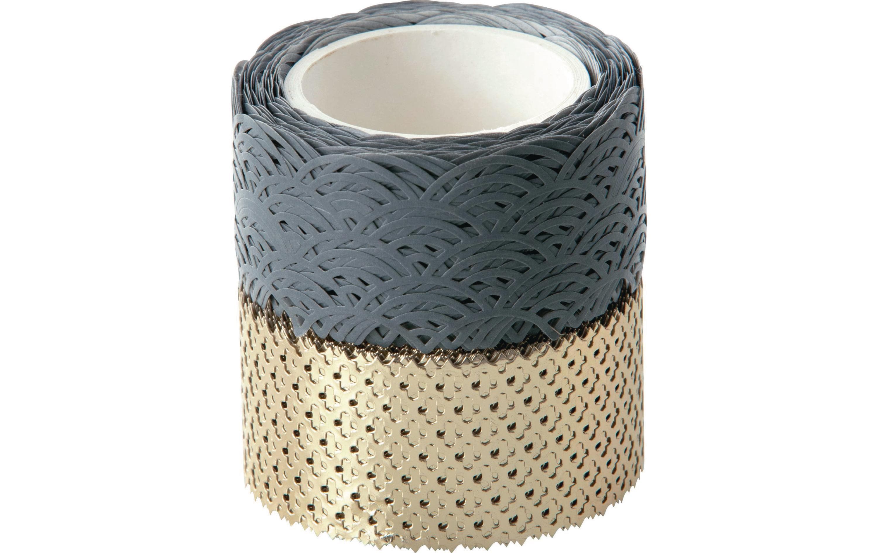 Folia Washi Tape Dekor grau/gold 2 x (5 m x 25 mm)