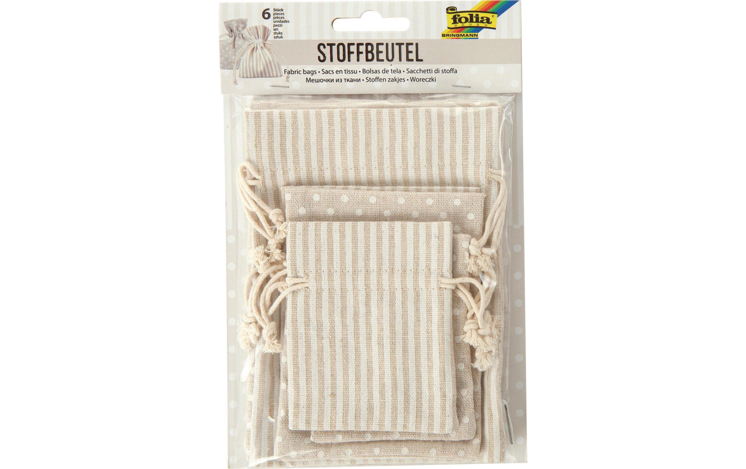 Folia Stoffbeutel Druck 6 Beutel, 3 Grössen