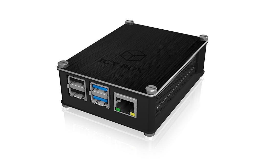 ICY-BOX Alu Gehäuse Raspberry Pi 4 Aluminiumgehäuse, schwarz