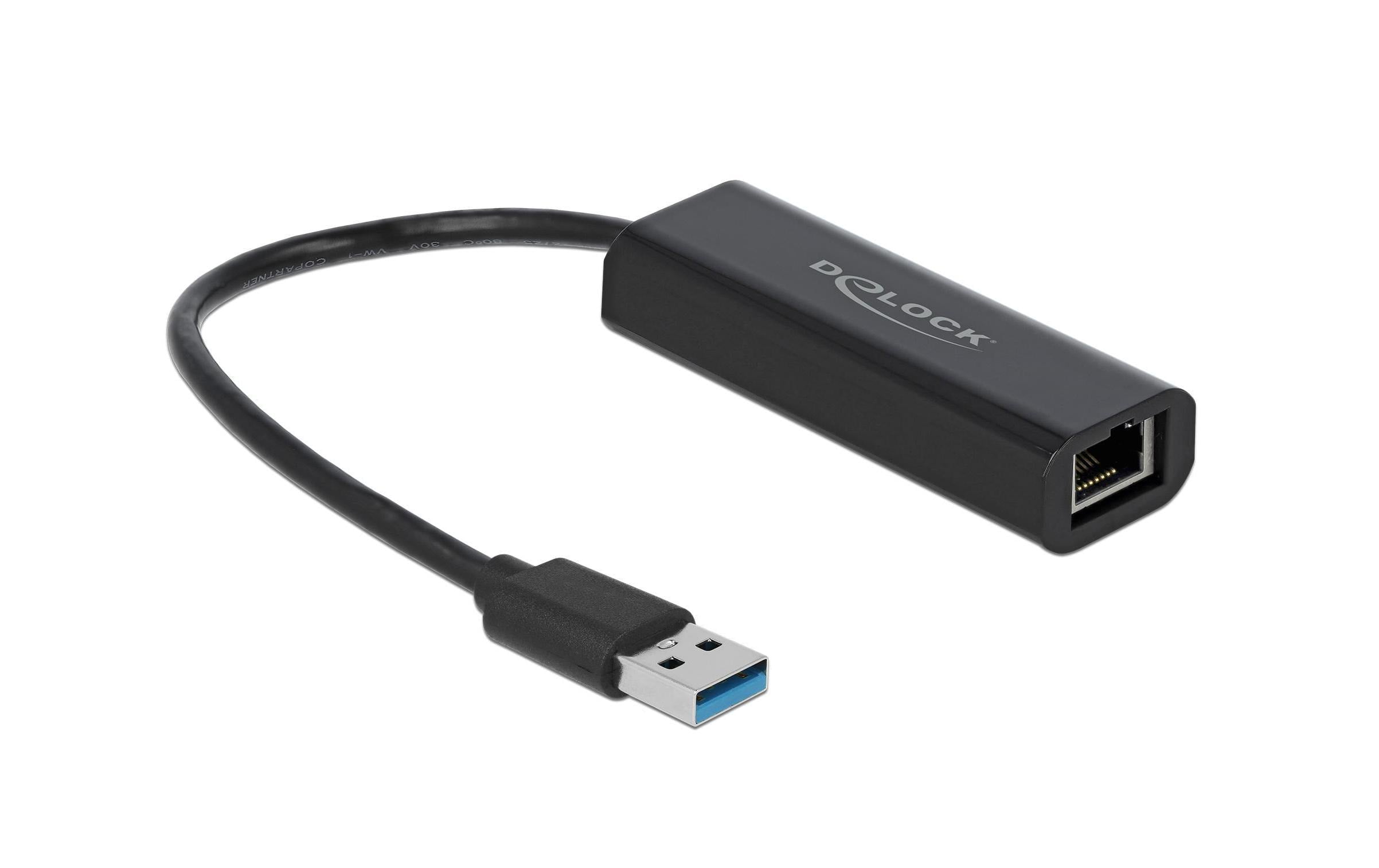 Delock USB3.1 Typ-A zu LAN Adapter 0,1/1/2.5Gbps, schwarz, Kompakt