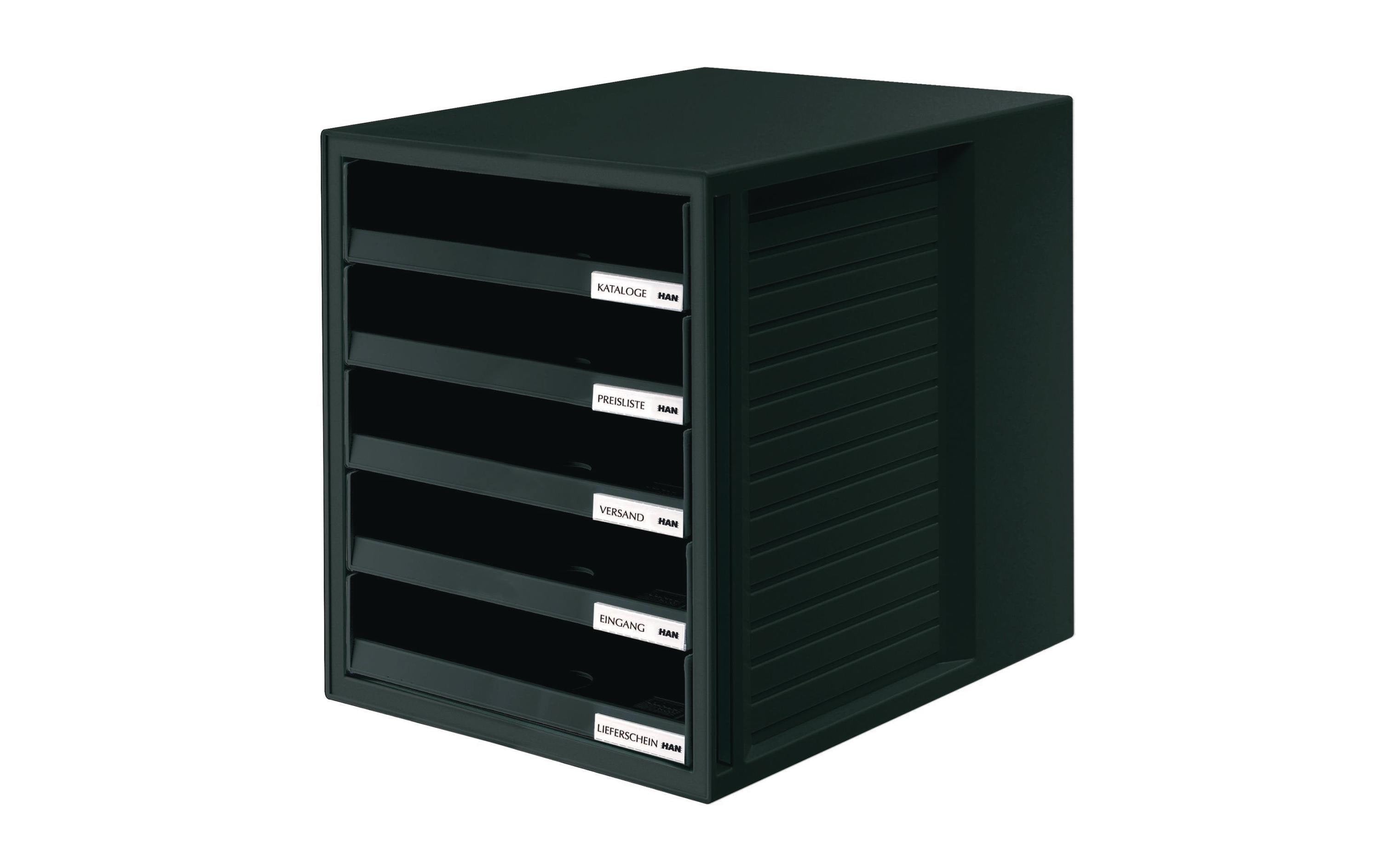 HAN Schubladenbox SCHRANK-Set A4 5 offene Schubladen, schwarz