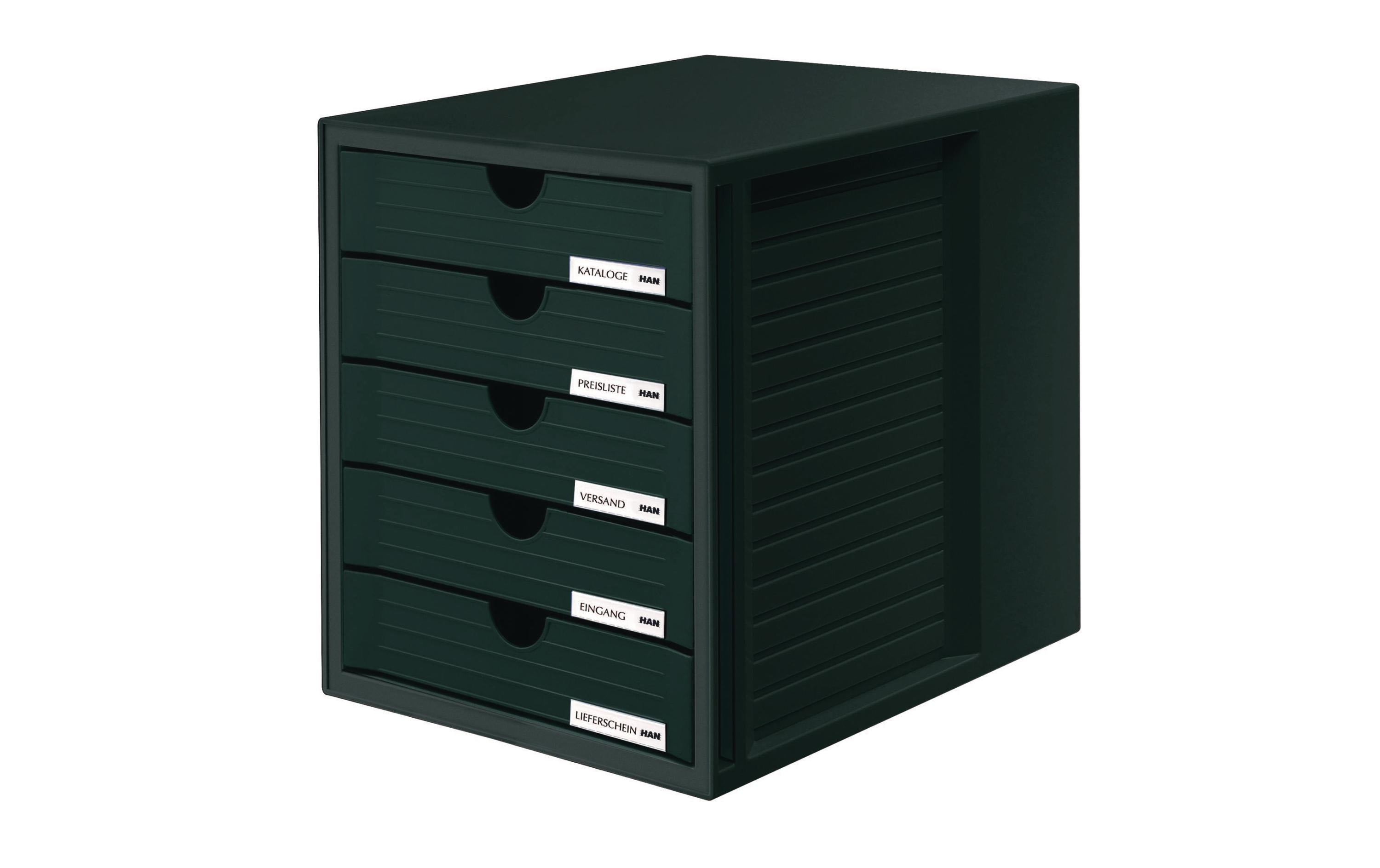 HAN Schubladenbox SYSTEMBOX A4 5 geschlossene Schubladen, schwarz