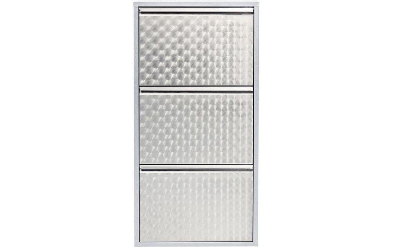 Kare Schuhschrank Caruso 3er, Silber geflex 103 x 50 x 14 cm, Stahlblech, 6 Paar Schuhe