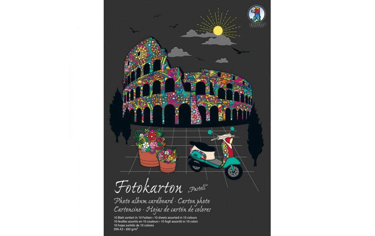 URSUS Fotokarton 300 g/m2 Pastell A3, 10 Blatt, 10 Farben