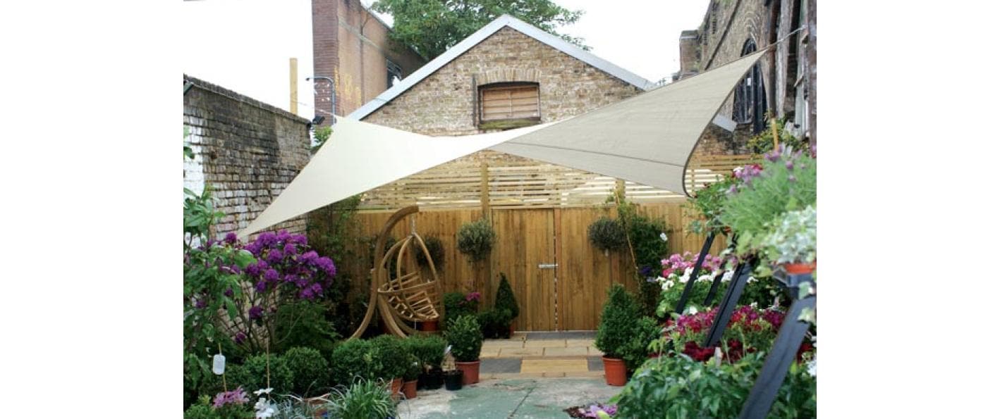 Perel Sonnensegel - Quadrat, 5x5 m, Farbe: Creme, Wasser abstossend,